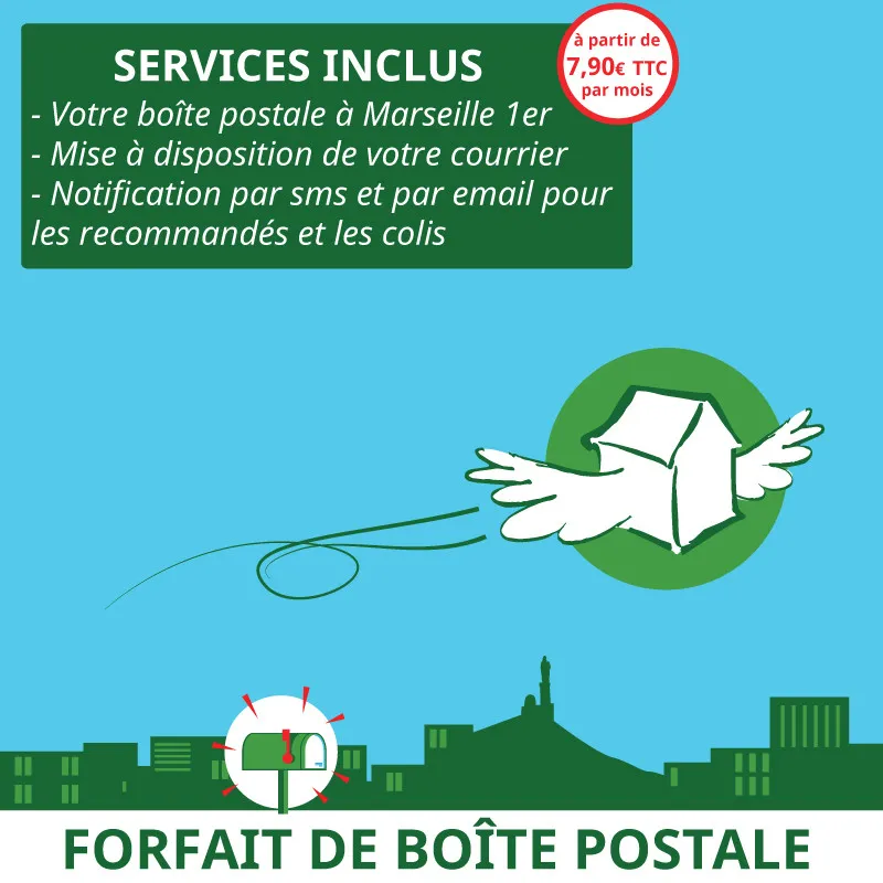 3 mois de boîte postale Marseille 1er - Ouvrir une Boîte postale en France